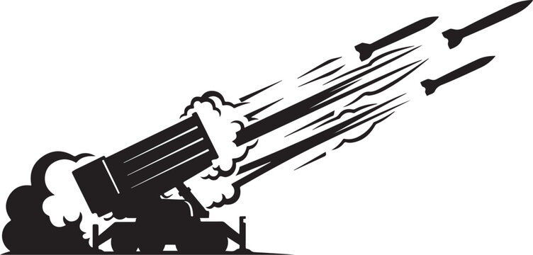 Rocket launcher, missile, black and white, vector illustration, military, weapon, explosive