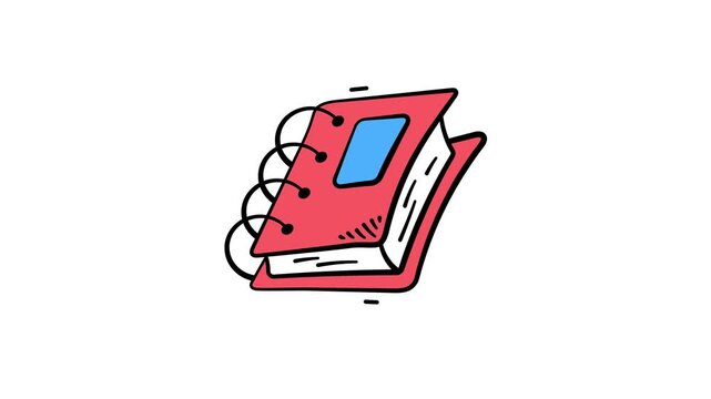 Take your hands on this trendy doodle style animated icon of notebook, premium vector