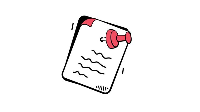 Paper note pinned for reminders and important tasks, trendy doodle vector