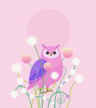 ミミズクと月