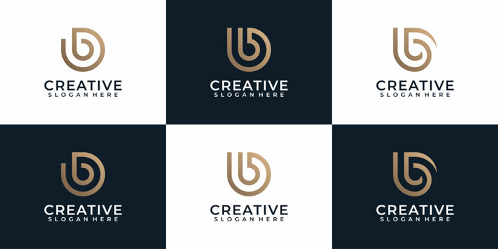 Set of monogram typography letter b logo design