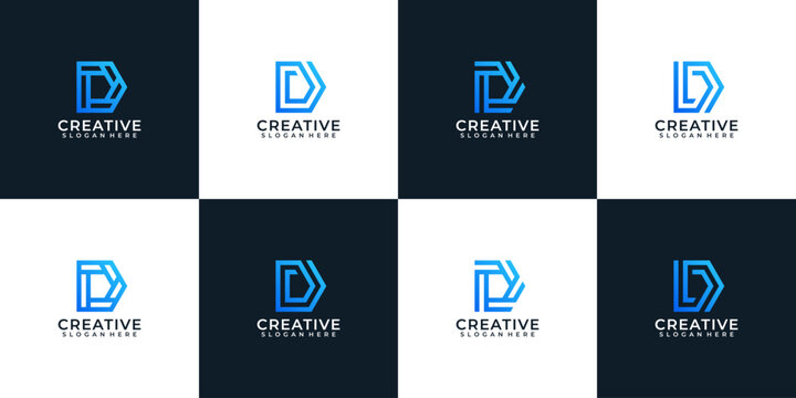 Set of gradient elegant company typography letter d logo design