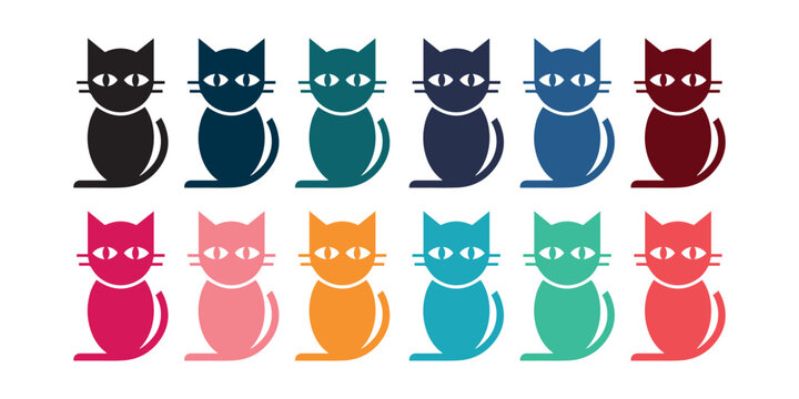Cat logo set collection modern minimal feline icons creative branding design vector style pack