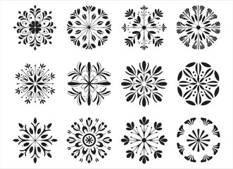 Obraz premium set of black floral mandala designs on white background