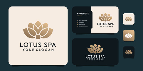 Naklejka premium Lotus gold logo spa vector inspiration