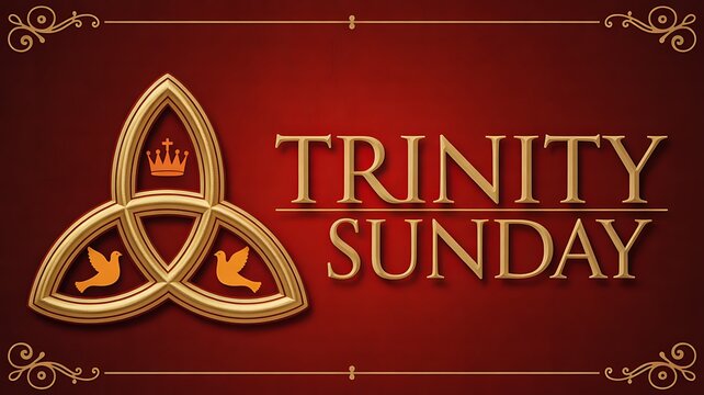 Trinity sunday banner with christian trinity symbol on red background religious concept