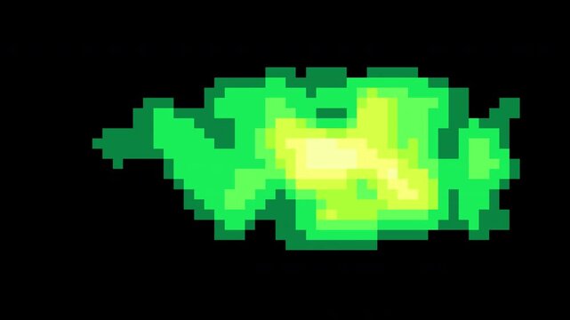 Pixel Art Fireball Animation with Alpha Mask - Green Fire