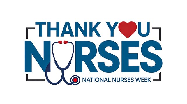 Thank you nurses banner with stethoscope heart design for national nurses week appreciation