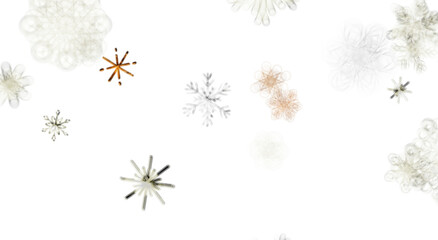 Abstract snowflakes floating on a white background, ideal for winter designs, holiday greetings and © vegefox.com