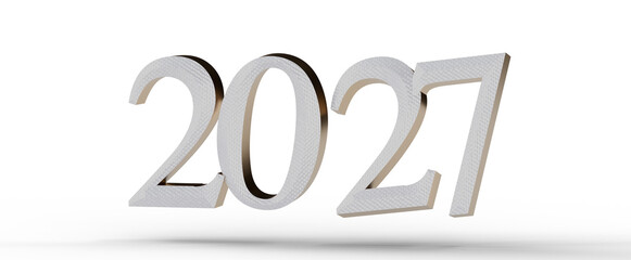 3D render of the year 2027 in a modern metallic style. Perfect for new year greetings, future-oriented designs, and con © vegefox.com