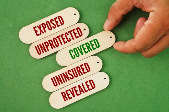 The opposite words of Covered are Exposed, Unprotected, Uninsured, Revealed. These terms indicate a lack of protection, concealment, or physical covering. 