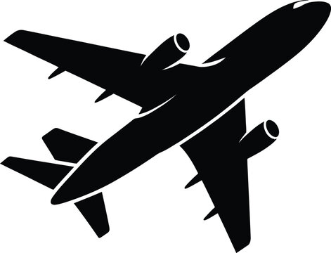 A dark silhouette of a passenger airplane in flight seen from below and behind air vehicle airplane aircraft silhouette aviation transportation airliner commercial transport aeroplane