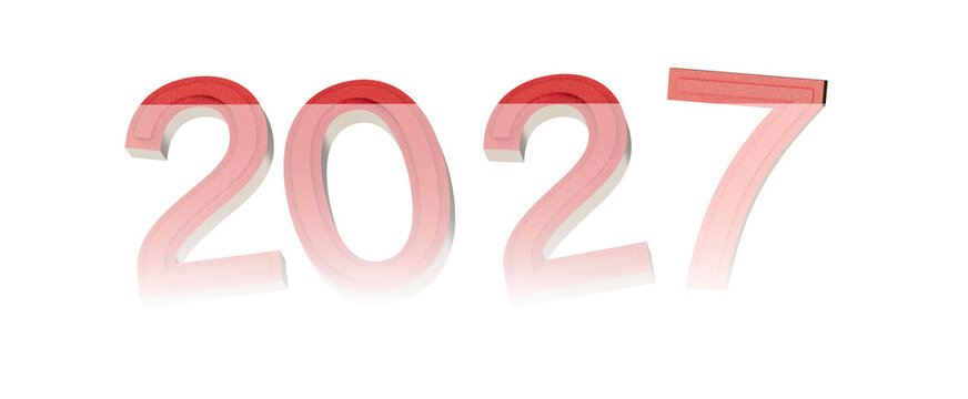 3D rendered text of the year 2027. Represents future, anticipation, planning, and concept for the upcoming year or deca