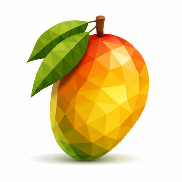 Low Poly Mango Fruit Vector Illustration Isolated on White Background
