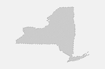 Naklejka premium New York State dotted map isolated on a white background. New York State Map background. Map of New York with dots. Vector illustration