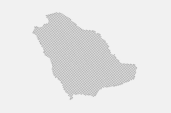 Saudi Arabia dotted map isolated on a white background. Saudi Arabia Map background. Map of Saudi Arabia with dots. Vector illustration