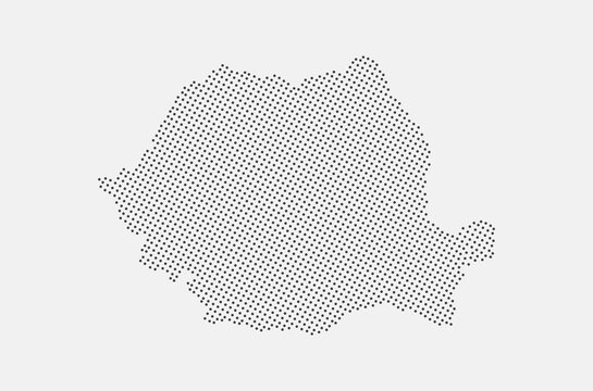 Romania dotted map isolated on a white background. Romania Map background. Map of Romania with dots. Vector illustration