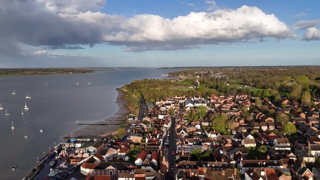 Aerial view of Manningtree, a town in Essex, England, on the River Stour