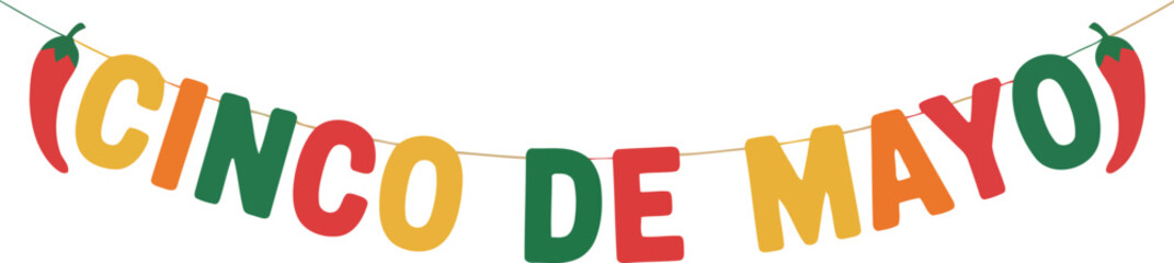 Cinco de mayo banner with chili peppers, greeting vector illustration. © Alhamdulillah 