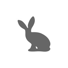 Obraz premium Rabbit Silhouette Icon Minimalist Pictogram Symbol Grey on Black – Nature Design