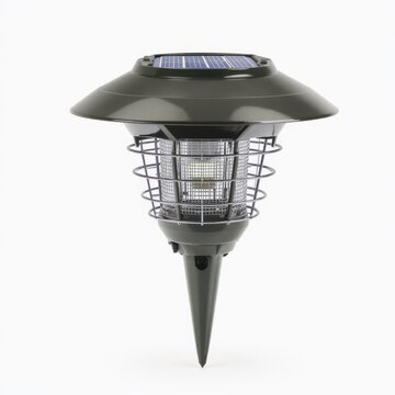 Olive Green Solar Powered Bug Zapper Isolated on a White Background