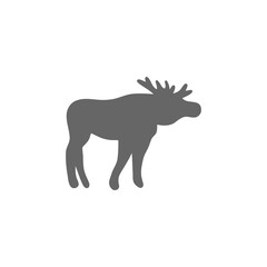 Fototapeta premium Moose Icon Flat Pictogram Symbol Grey on Black – Wildlife Sign