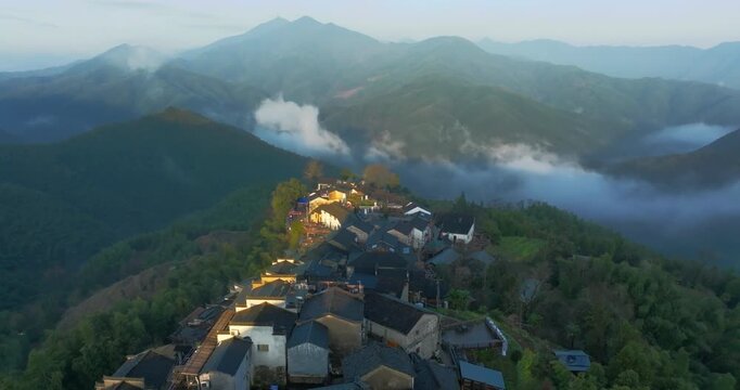 Muli Gong Village, Huangshan, Anhui: An Aerial View of an Ancient Village Above the Clouds