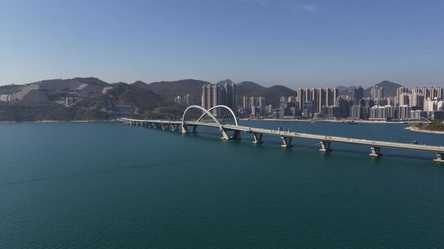 Cross bay link tseung kwan o bridge aerial view