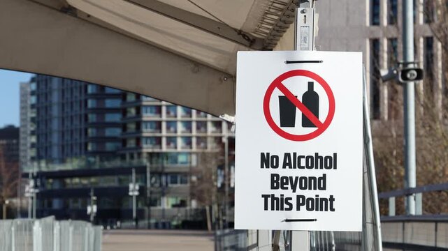 No alcohol allowed sign on outdoor event venue