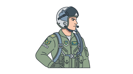 Fighter jet pilot in military flight suit vector illustration © Angela