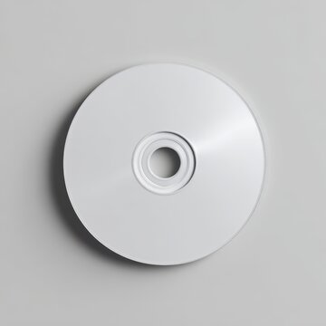 Realistic white CD template mockup with circular center cutout on clean studio background