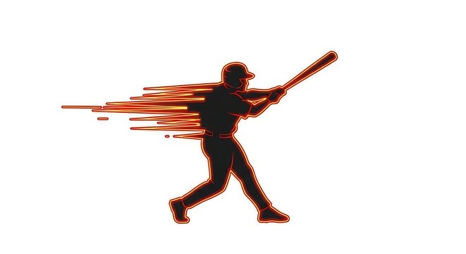 Baseball player swinging a bat with motion lines