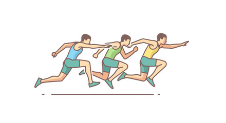 Obraz premium Relay race runners sprinting in athletic competition vector