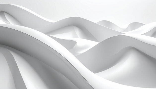 Abstract white waves in minimalist style