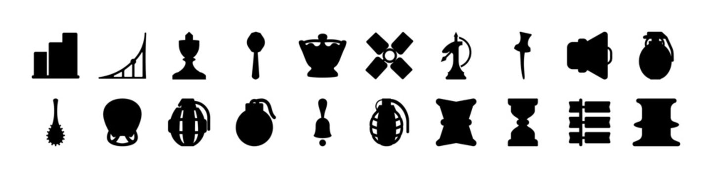 Chess and game icons silhouettes strategy symbol set
 - Set of black silhouette icons featuring chess pieces, trophies, timers, and strategy symbols, representing competition, achievement, and game co