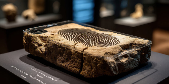 Exhibition of ancient bones embedded within stratified sediments with curator observations