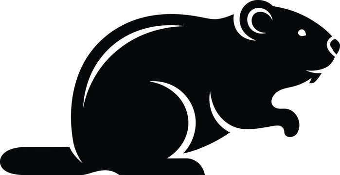 Simple black beaver silhouette design flat minimalist animal graphic vector illustration