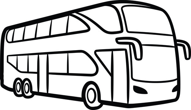 Simple cartoon double decker bus public transport passenger vehicle doodle vector illustration