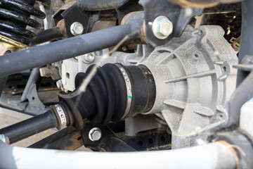 Fototapeta premium Close-up view of a vehicle's CV joint and differential housing
