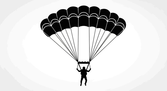 Minimalist Silhouette Of A Parachutist Descending Under A Vast Parachute