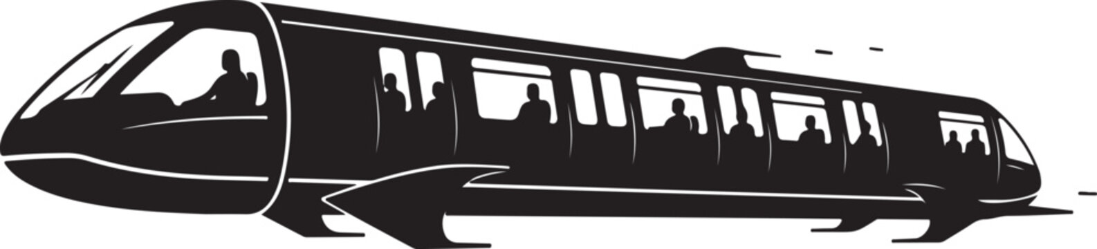 Monorail, train, futuristic transportation, vector icon