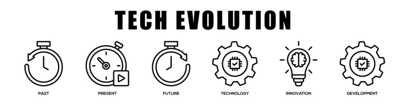 Tech Evolution web banner icon illustration concept