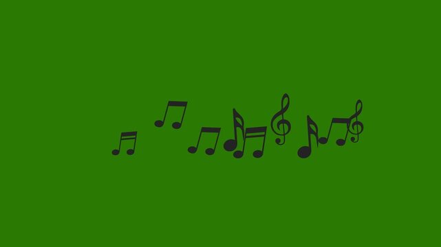 Animated horizontal music notes composition representing sound and rhythm. Suitable for music backgrounds, media production, entertainment visuals, and motion graphics design.