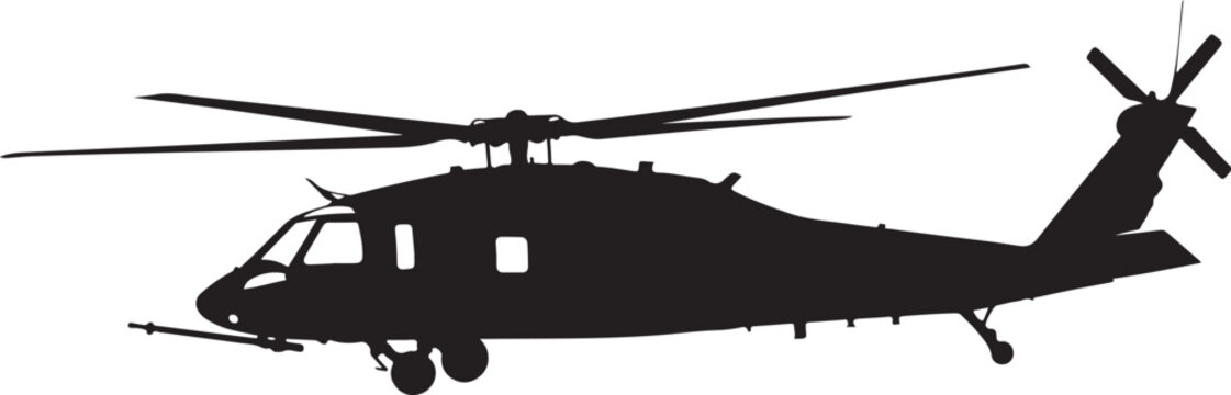 Black helicopter silhouette, military aircraft icon, vector helicopter, transport plane