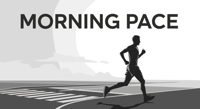 Morning Pace Athletic Man Running Across The Roadscape