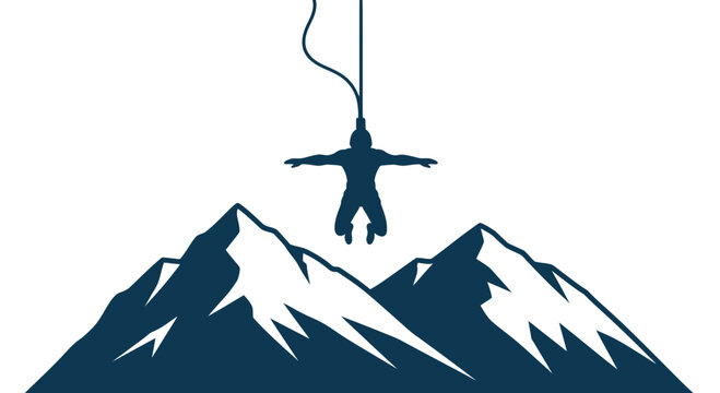Mountain Bungee Jump Silhouette Extreme Adventure Sport