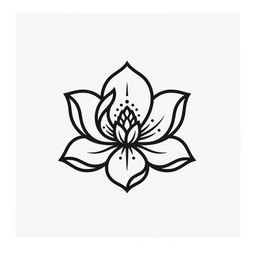 Stylized lotus flower line art emblem with layered petals.