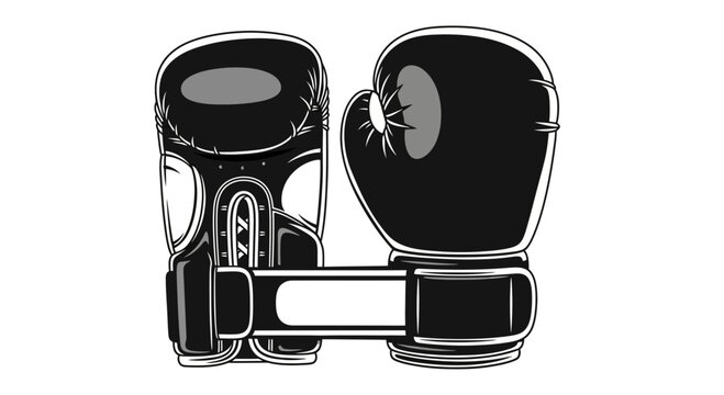 Pair Of Black Boxing Gloves On White Background Symbolizing Combat And Strength