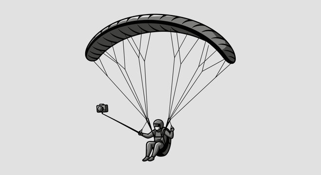 Paraglider Capturing Aerial Adventure With Action Camera Selfie