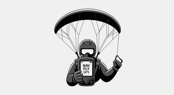 Paraglider Navigator Holding GPS Device Ready For Flight